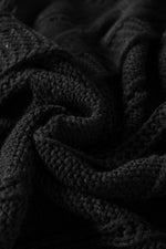 Load image into Gallery viewer, Black Ribbed Trim Eyelet Cable Knit Cardigan - Fashion Queen -  17
