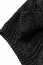 Load image into Gallery viewer, Black Ribbed Trim Eyelet Cable Knit Cardigan - Fashion Queen -  18
