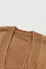 Load image into Gallery viewer, Black Ribbed Trim Eyelet Cable Knit Cardigan - Fashion Queen -  27

