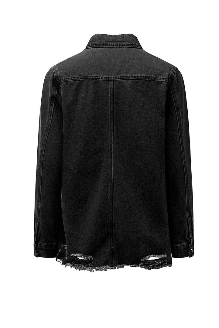 Black Ripped Denim Jacket - Fashion Queen -  10