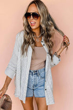 Load image into Gallery viewer, Black Roll-Tab Sleeve Pocketed Long Shirt - Fashion Queen -  15
