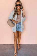 Load image into Gallery viewer, Black Roll-Tab Sleeve Pocketed Long Shirt - Fashion Queen -  17
