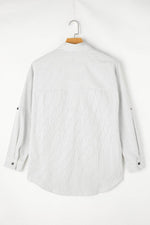 Load image into Gallery viewer, Black Roll-Tab Sleeve Pocketed Long Shirt - Fashion Queen -  19
