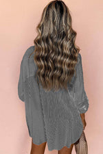 Load image into Gallery viewer, Black Roll-Tab Sleeve Pocketed Long Shirt - Fashion Queen -  2
