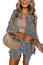 Load image into Gallery viewer, Black Roll-Tab Sleeve Pocketed Long Shirt - Fashion Queen -  3
