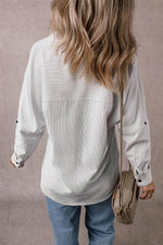Load image into Gallery viewer, Black Roll-Tab Sleeve Pocketed Long Shirt - Fashion Queen -  5
