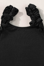 Load image into Gallery viewer, Black Ruffled Wide Straps Slim Tank Top - Fashion Queen -  13
