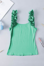 Load image into Gallery viewer, Black Ruffled Wide Straps Slim Tank Top - Fashion Queen -  17
