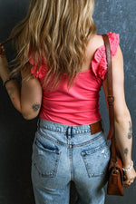 Load image into Gallery viewer, Black Ruffled Wide Straps Slim Tank Top - Fashion Queen -  8
