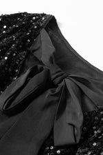 Load image into Gallery viewer, Black Sequin Long Sleeve Knot Cutout Back Mini Dress - Fashion Queen -  10
