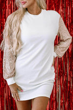Load image into Gallery viewer, Black Sequin Puff Sleeve Shift Mini Dress - Fashion Queen -  18
