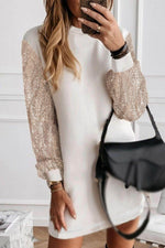 Load image into Gallery viewer, Black Sequin Puff Sleeve Shift Mini Dress - Fashion Queen -  21
