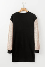 Load image into Gallery viewer, Black Sequin Puff Sleeve Shift Mini Dress - Fashion Queen -  8
