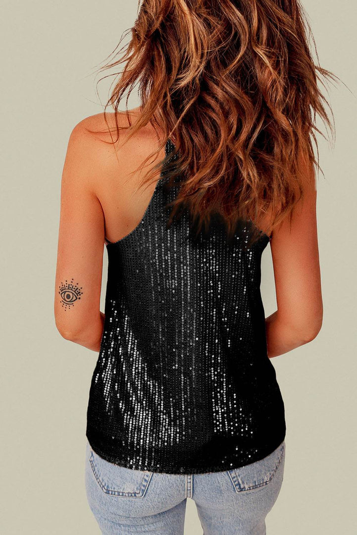 Black Sequin Racerback Tank - Fashion Queen -  2