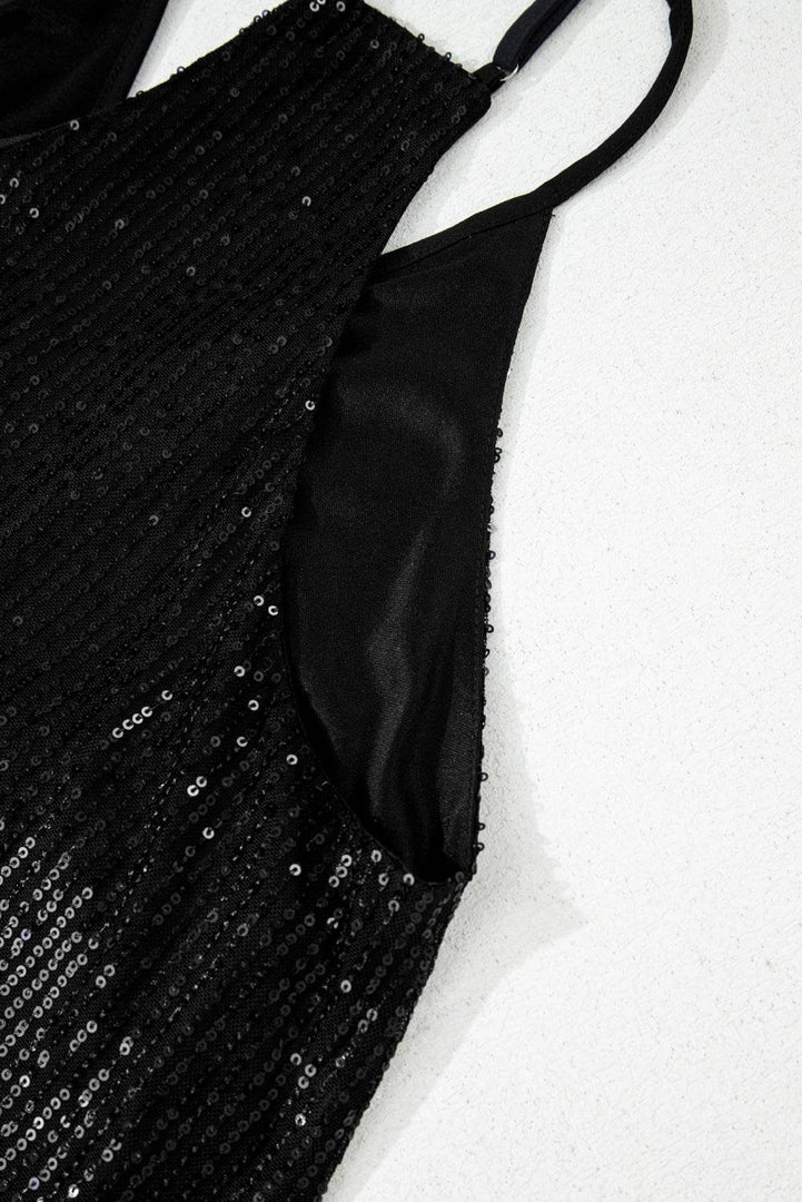 Black Sequin Racerback Tank - Fashion Queen -  8