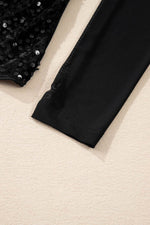 Load image into Gallery viewer, Black Sequin Velvet Sheer Mesh Mock Neck Blouse - Fashion Queen -  11
