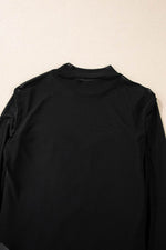 Load image into Gallery viewer, Black Sequin Velvet Sheer Mesh Mock Neck Blouse - Fashion Queen -  9
