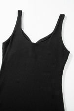 Load image into Gallery viewer, Black Sexy V Neck Ribbed Knit Sleeveless Top - Fashion Queen -  11
