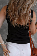 Load image into Gallery viewer, Black Sexy V Neck Ribbed Knit Sleeveless Top - Fashion Queen -  2
