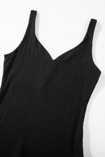 Load image into Gallery viewer, Black Sexy V Neck Ribbed Knit Sleeveless Top - Fashion Queen -  8
