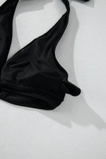 Load image into Gallery viewer, Black Sheer Mesh Edged Halter V Neck Push Up Bikini - Fashion Queen -  12

