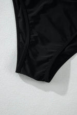 Load image into Gallery viewer, Black Sheer Mesh Edged Halter V Neck Push Up Bikini - Fashion Queen -  15

