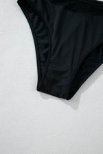Load image into Gallery viewer, Black Sheer Mesh Edged Halter V Neck Push Up Bikini - Fashion Queen -  8
