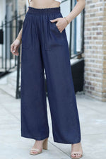 Load image into Gallery viewer, Black Side Pockets Frilled Smocked High Waist Wide Leg Jeans - Fashion Queen -  21

