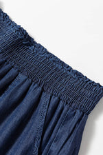 Load image into Gallery viewer, Black Side Pockets Frilled Smocked High Waist Wide Leg Jeans - Fashion Queen -  27
