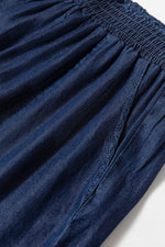 Load image into Gallery viewer, Black Side Pockets Frilled Smocked High Waist Wide Leg Jeans - Fashion Queen -  28
