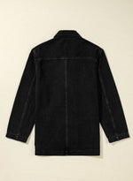 Load image into Gallery viewer, Black Side Pockets Lapel Collar Denim Jacket - Fashion Queen -  10
