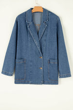 Load image into Gallery viewer, Black Side Pockets Lapel Collar Denim Jacket - Fashion Queen -  21
