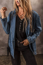 Load image into Gallery viewer, Black Side Pockets Lapel Collar Denim Jacket - Fashion Queen -  6

