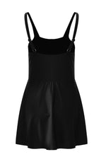 Load image into Gallery viewer, Black Side Tied Waist Square Neck Adjustable Straps A-line One Piece Swim Dress - Fashion Queen -  10
