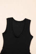 Load image into Gallery viewer, Black Sleeveless Knot Skirt Hem Sports Romper - Fashion Queen -  10
