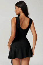 Load image into Gallery viewer, Black Sleeveless Knot Skirt Hem Sports Romper - Fashion Queen -  13
