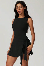 Load image into Gallery viewer, Black Sleeveless Knot Skirt Hem Sports Romper - Fashion Queen -  18
