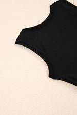Load image into Gallery viewer, Black Sleeveless Knot Skirt Hem Sports Romper - Fashion Queen -  7
