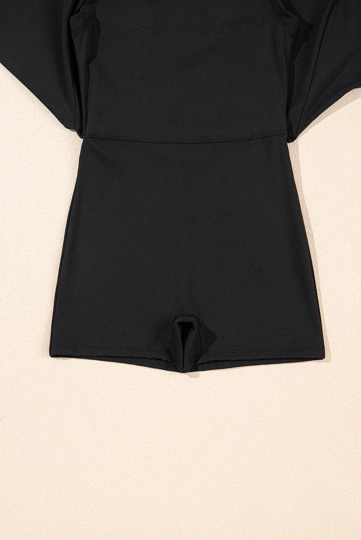 Black Sleeveless Knot Skirt Hem Sports Romper - Fashion Queen -  8
