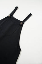 Load image into Gallery viewer, Black Solid Buttoned Straps Plus Size Overall Dress - Fashion Queen -  10
