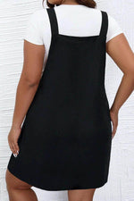 Load image into Gallery viewer, Black Solid Buttoned Straps Plus Size Overall Dress - Fashion Queen -  2
