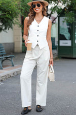 Load image into Gallery viewer, Black Solid Color Button up V Neck Suit Vest - Fashion Queen -  13
