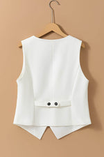 Load image into Gallery viewer, Black Solid Color Button up V Neck Suit Vest - Fashion Queen -  16
