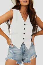 Load image into Gallery viewer, Black Solid Color Button up V Neck Suit Vest - Fashion Queen -  4
