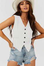 Load image into Gallery viewer, Black Solid Color Button up V Neck Suit Vest - Fashion Queen -  7

