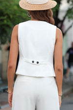 Load image into Gallery viewer, Black Solid Color Button up V Neck Suit Vest - Fashion Queen -  9
