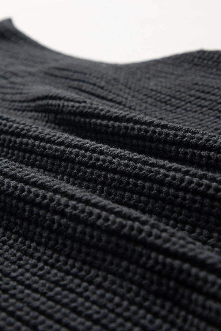 Black Solid Color Cable Knit High Neck Sweater Vest - Fashion Queen -  13