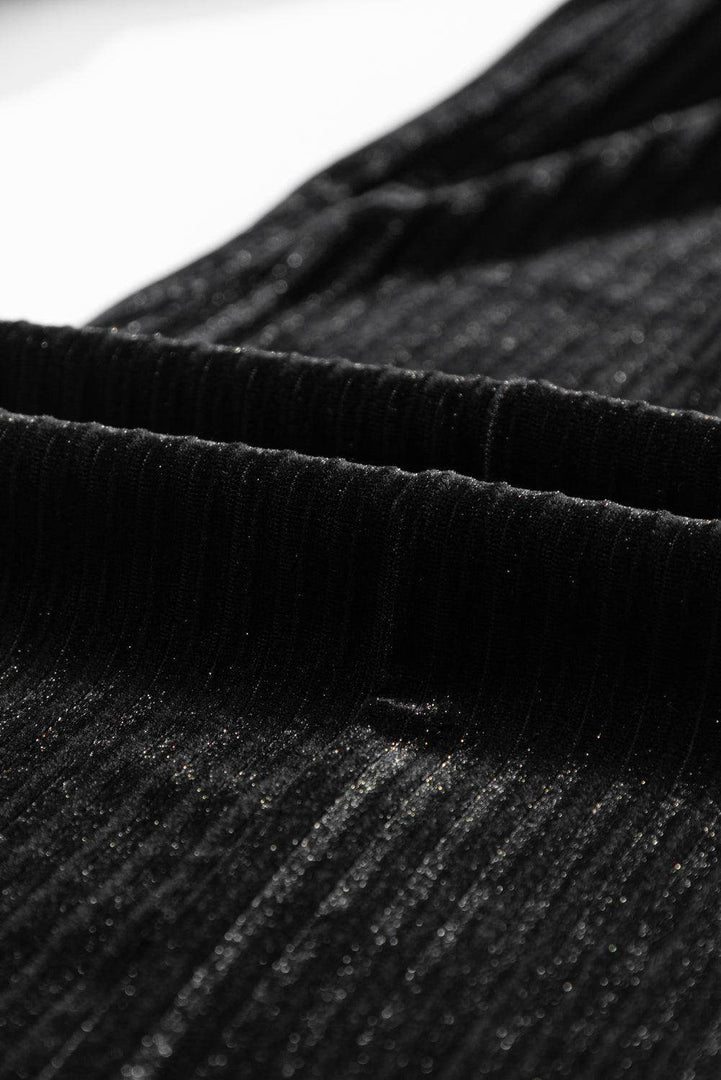 Black Solid Color High Waist Flare Corduroy Pants - Fashion Queen -  12