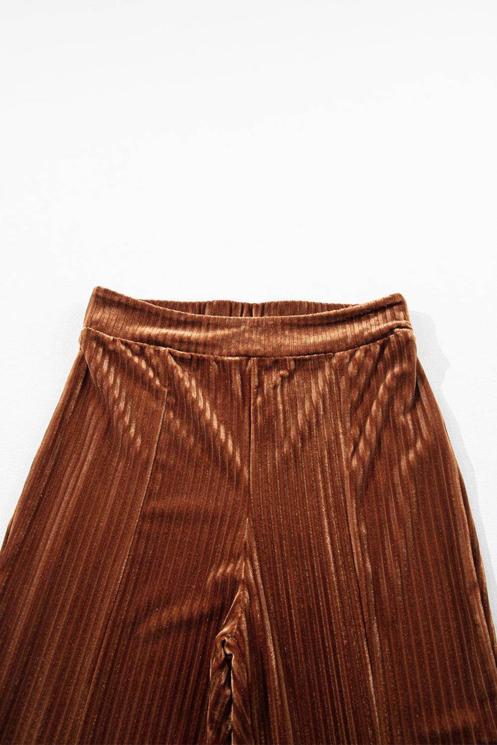 Black Solid Color High Waist Flare Corduroy Pants - Fashion Queen -  27
