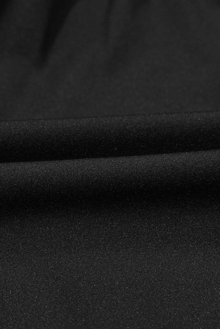 Black Solid Color High Waist Wide Leg Swim Bottom - Fashion Queen -  12